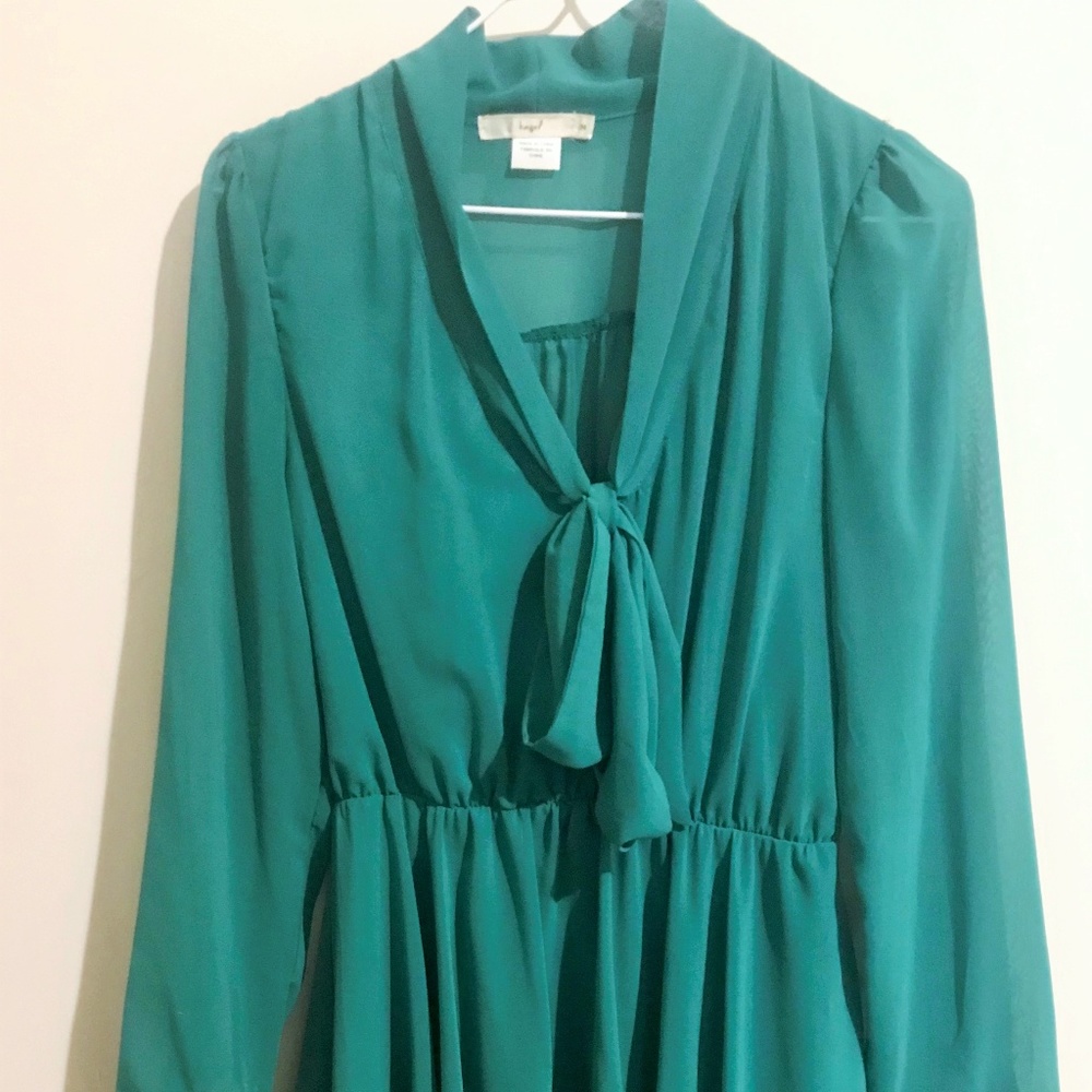 Hazel Long-Sleeve Tie-Front Dress